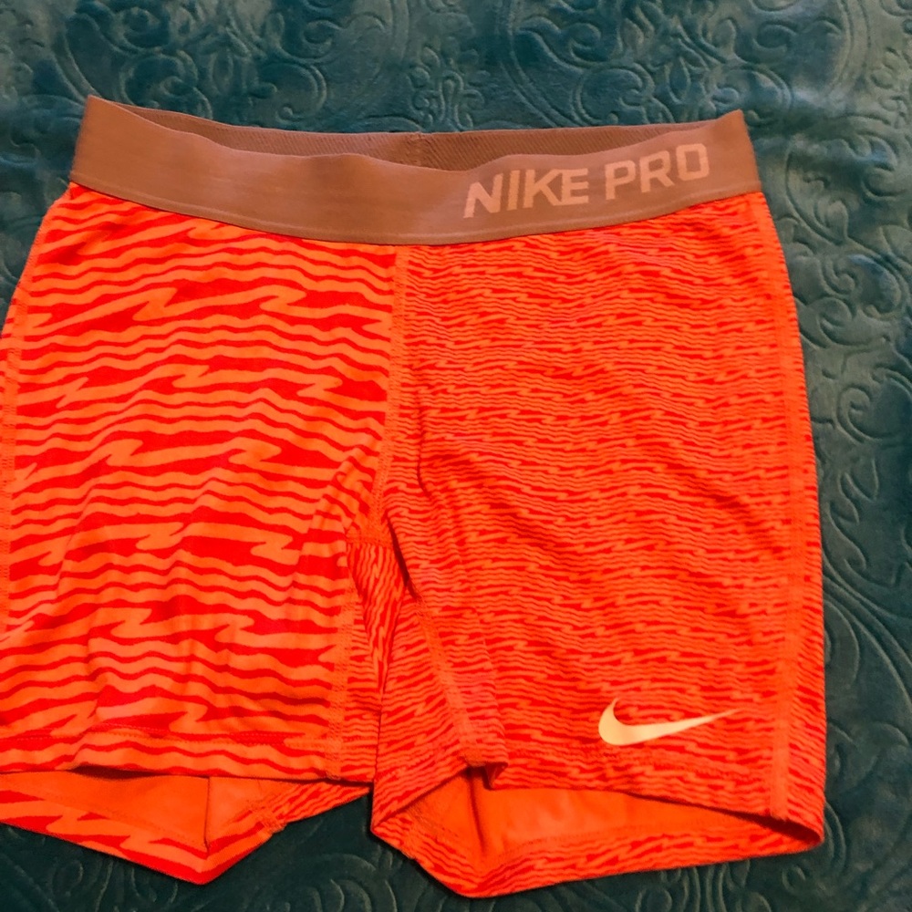 Nike orange zebra print size s compression shorts